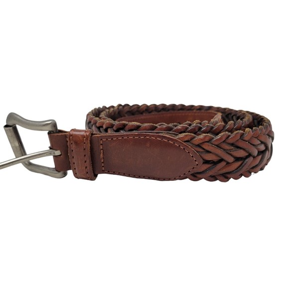 Coach Other - COACH Braided Leather Belt British Tan Brown Brass Buckle Size 42